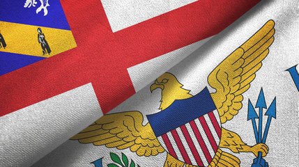 Herm and Virgin Islands United States two flags textile cloth, fabric texture