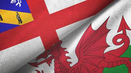 Herm and Wales two flags textile cloth, fabric texture