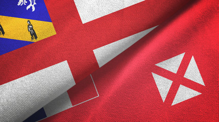 Herm and Wallis and Futuna two flags textile cloth, fabric texture