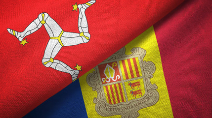 Isle of Mann and Andorra two flags textile cloth, fabric texture