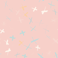 Pastel color abstract shapes seamless pattern with hand drawn texture background.