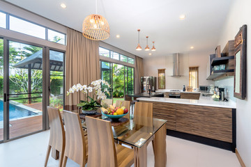 Modern living room in spacious home