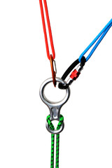 Carabiner isolated on white background .