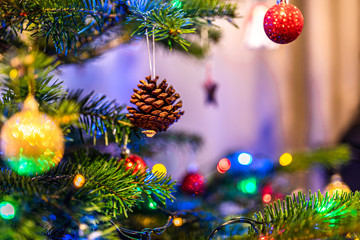 christmas tree with balls and cone