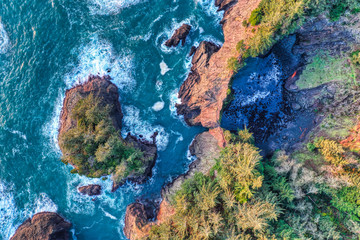 Aerial view of a rock coast 