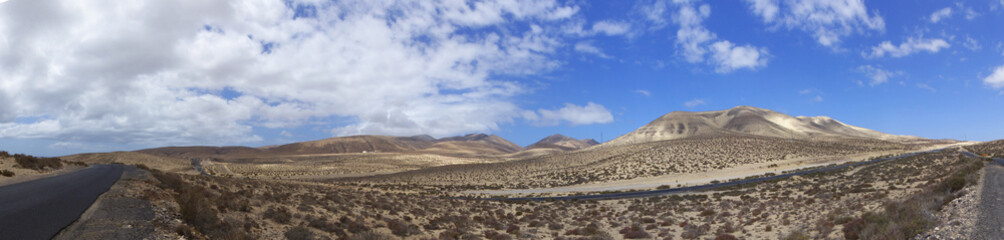 Panoramic view of  Fuerteventura, Canary islands, Spain. Desert in Jandia