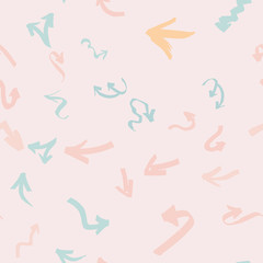 Pastel color graffiti arrows seamless pattern ethnic background.