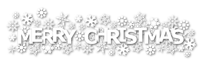 MERRY CHRISTMAS WITH WHITE SNOW BACKGROUND.