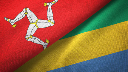 Isle of Mann and Gabon two flags textile cloth, fabric texture
