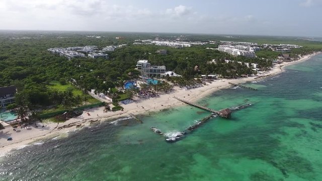 Drone over Xcalacoco Beach in the Riviera Maya Mexico near Playa del Carmen