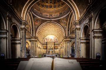 Fototapeta premium interior of a Catholic church with open bible
