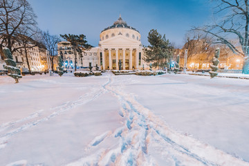 Bucharest night scene in winter season