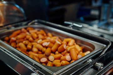 a lot of cooked sausage meat meal for breakfast