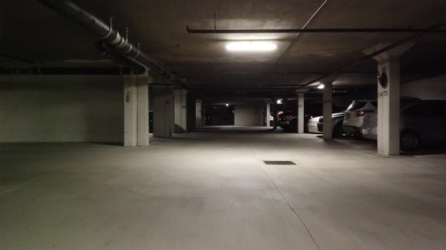 Underground Parking Lot First Person View Forward 002