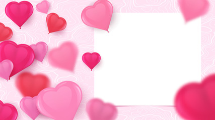 Red and Pink Air Heart Shaped Balloons and space for your copy. Valentine's Day, Women's Day or Wedding invitation