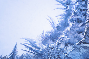 Macro images of frost pattern on window
