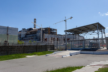 Fototapeta na wymiar Chernobyl Reactor, old Sarcophagus, Ukraine