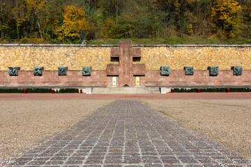 Suresnes France, view on the World War 2 memorial at Fort Mont Valerian, a high symbolic landmark where hundreds of people have been executed by the Nazis  - 309822251