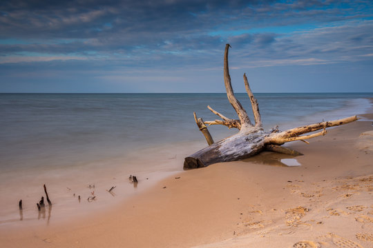 View of the beaches in Karwienskie Blota, Poland.