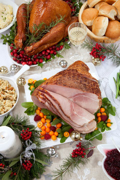 Christmas Roasted Ham and Smoked Turkey