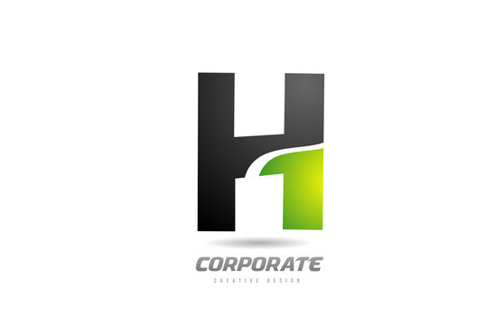 black green logo letter H alphabet design icon for business