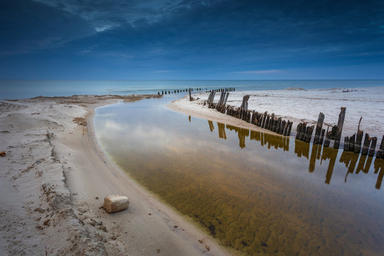 Karwianka channel, Karwia, north of Poland. Seaside.