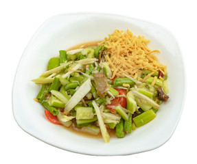 Thai food, spicy Som Tam cucumber salad