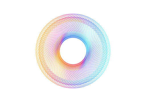 abstract rainbow spirograph on white background