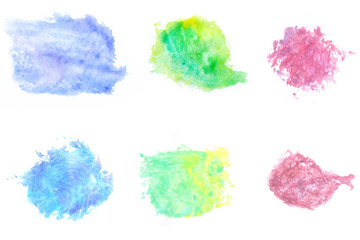 Abstract set of watercolor texture that splash on paper