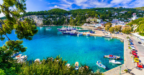 Picturesque Alonissos island - relaxing tranquil hollidays in Greece. Patitiri bay. Sporades