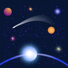 Galaxy space, stars, orbit, planet, comet- illustration, abstract, art, vector.