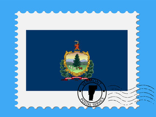 Obraz premium U.S. state of Vermont Flag with Postage Stamp Vector illustration Eps 10