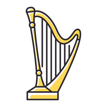 recommend clip art: Psalms of David Bible story color icon. Golden harp, sacred musical instrument. Religious legend. Christian religion, holy book scene plot. Biblical narrative. Isolated vector illustration