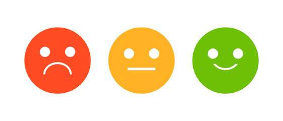 Emoji rating system vector isolated. Smiley face icon collection