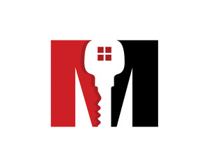 Letter M With Key Logo Vector 001
