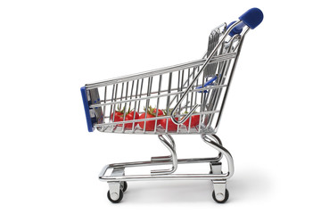 Shopping cart with cherry tomatoes