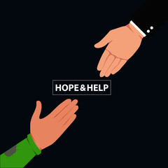 Hand holding hand for help and hope icon logo vector graphic design