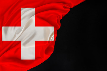color national flag of modern state of Switzerland, beautiful silk, black blank form, concept of...