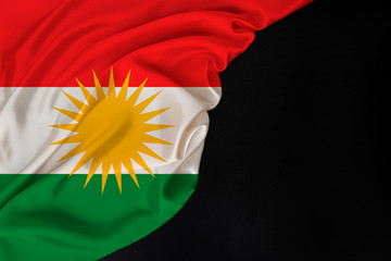 color national flag of modern state of Kurdistan, beautiful silk, black blank form, concept of...