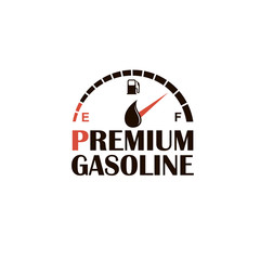 gasoline fuel gauge and pump nozzle icon isolated on white background