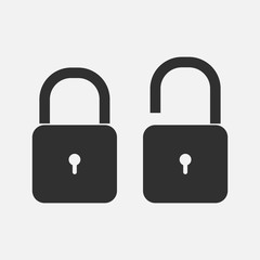 Set lock icon isolated on white background. Vector illustration.