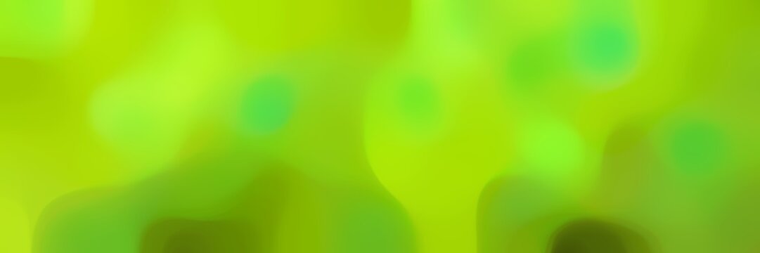 blurred bokeh horizontal background texture with yellow green, moderate green and dark green colors and free text space