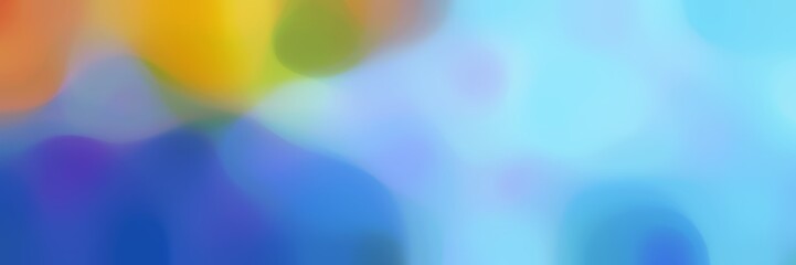unfocused horizontal background bokeh graphic with sky blue, baby blue and peru colors and space for text or image