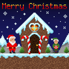 background for design, with Christmas, retro game