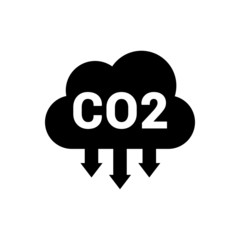 CO2 emissions in cloud vector  icon. Carbon dioxide formula illustration symbol, smog pollution sign, environment logo. Long shadow style.