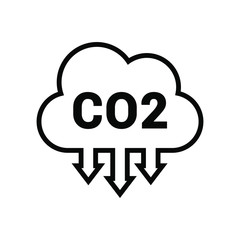 CO2 emissions in cloud vector  icon. Carbon dioxide formula illustration symbol, smog pollution sign, environment logo. Long shadow style.