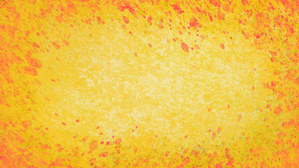 Hintergrund stilvoll gelb fast gold mit Farbspritzer in rot als Rahmen, feurig flammende Wärme, Design zeitlos und elegant