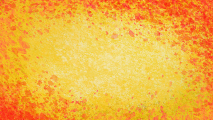 Hintergrund stilvoll gelb fast gold mit Farbspritzer in rot als Rahmen, feurig flammende Wärme, Design zeitlos und elegant