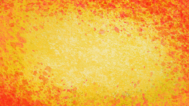 Hintergrund stilvoll gelb fast gold mit Farbspritzer in rot als Rahmen, feurig flammende W&auml;rme, Design zeitlos und elegant