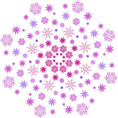 beautiful frosty snowflakes swirl painted in a circle on a white background to decorate new year holidays